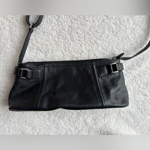 Derek Alexander Black Leather Adjustable Crossbody Bag
